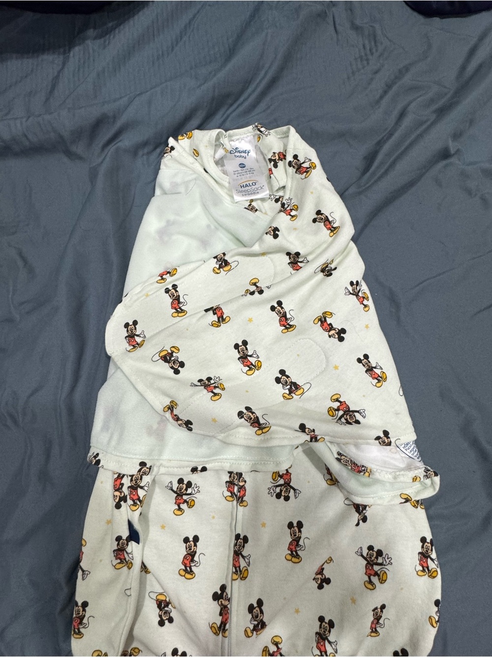 Disney Baby Mickey Mouse Cream White Swaddle with Red and Yellow Accents